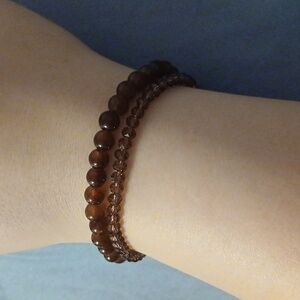 Elegant Brown Beaded Bracelet Set
